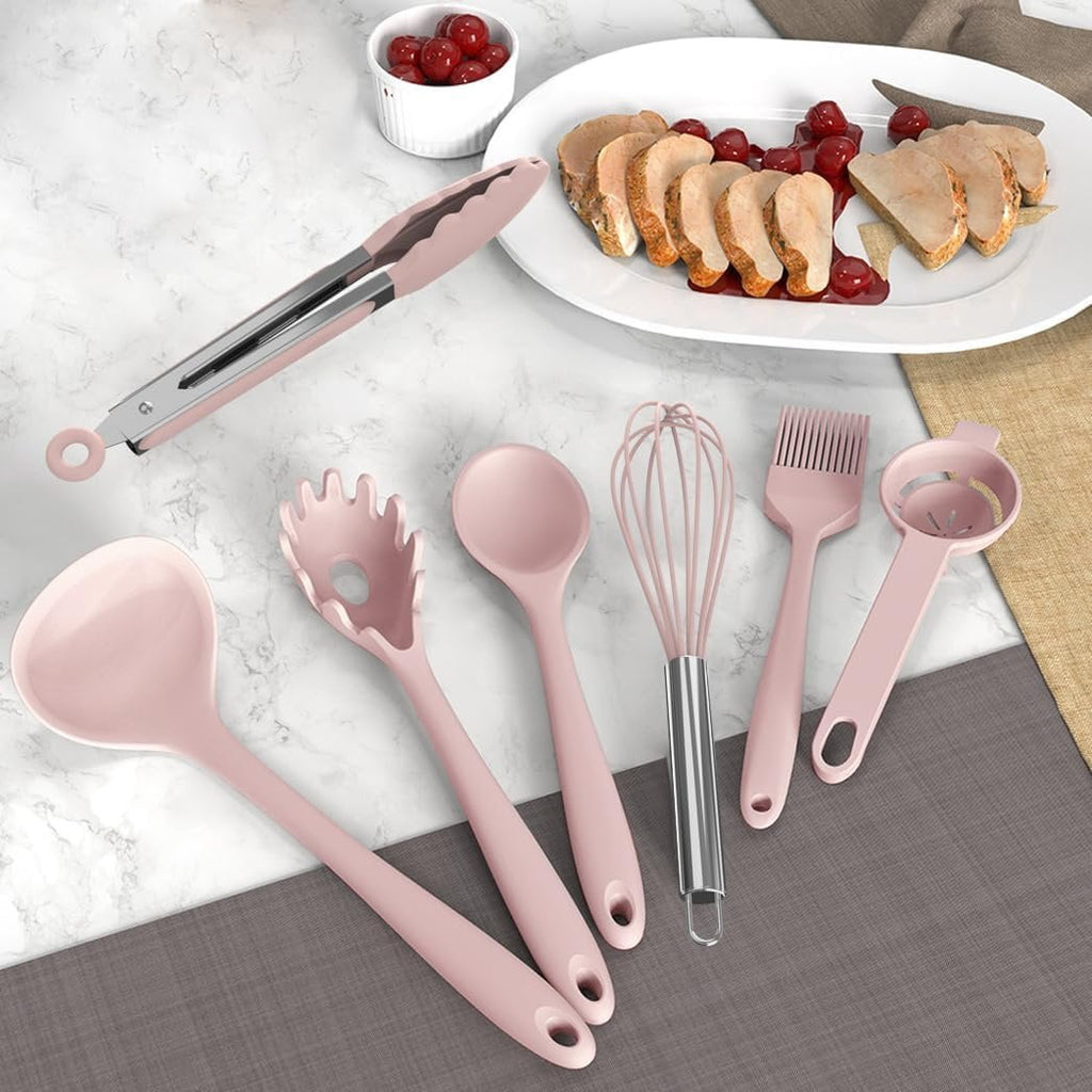 Cooking Utensils Set - 446?F Heat Resistant Kitchen Utensils, Spatula,Turner Tongs,Spoon,Whisk,Kitchen Utensil Gadgets Tools Set for Nonstic - Image 3