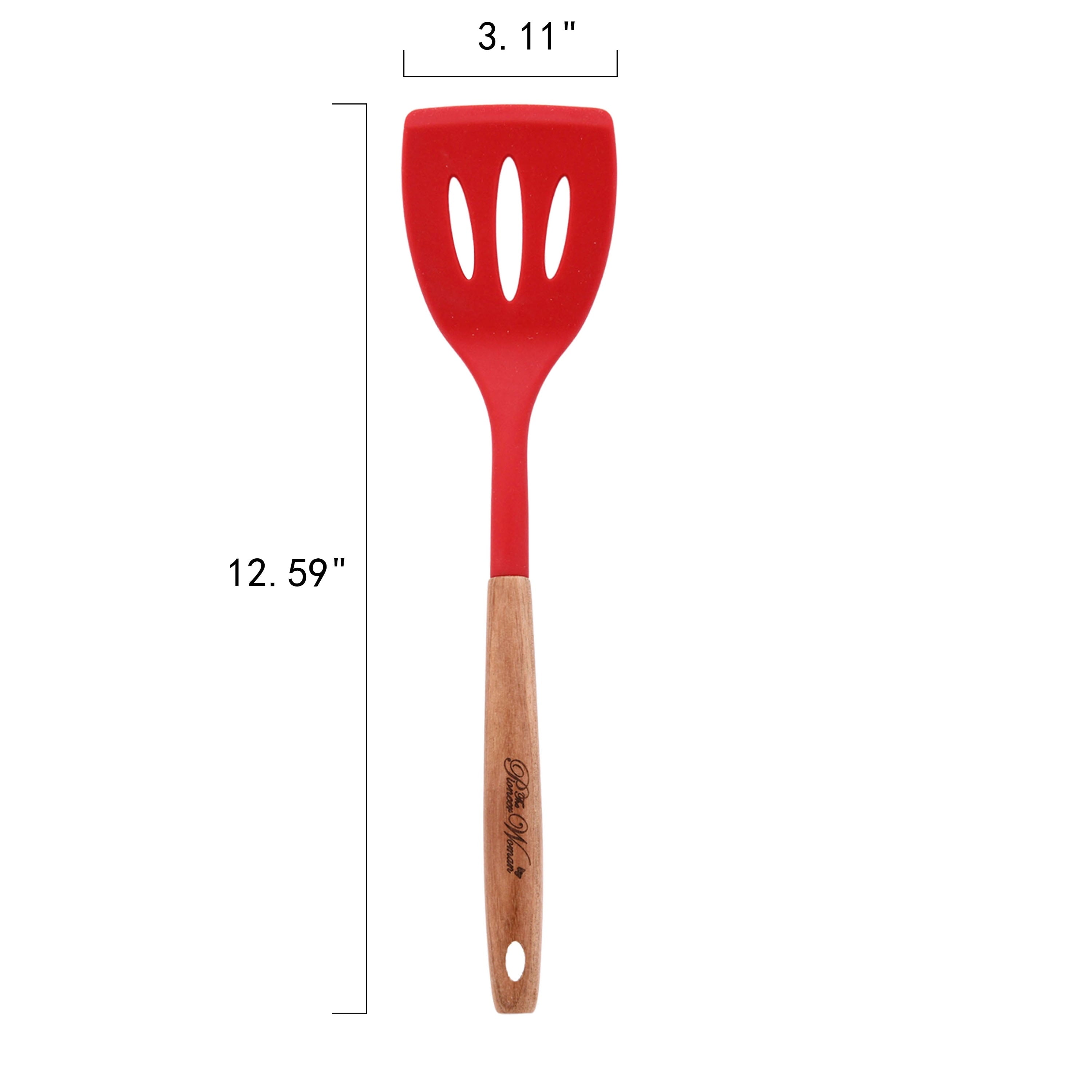 The Pioneer Woman 10-Piece Silicone and Wood Handle Kitchen Cooking Utensils Set, Red - Image 3