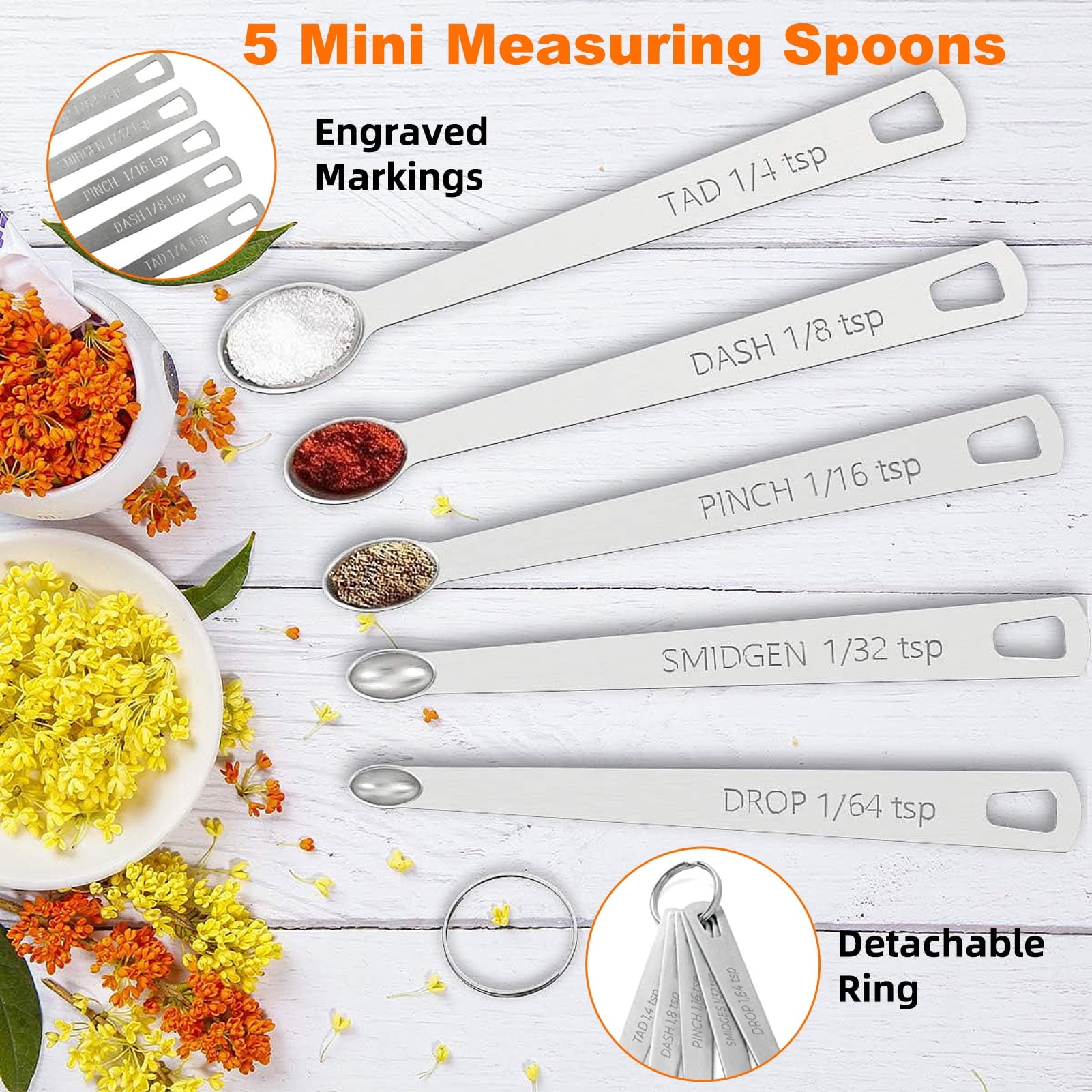 Measuring Cups and Spoons Set of 15, Kitchen Measuring Tool with Colored Silicone Handle, Including 5 Nesting Measuring Cups, 5 Spoons, 5 Mi - Image 3