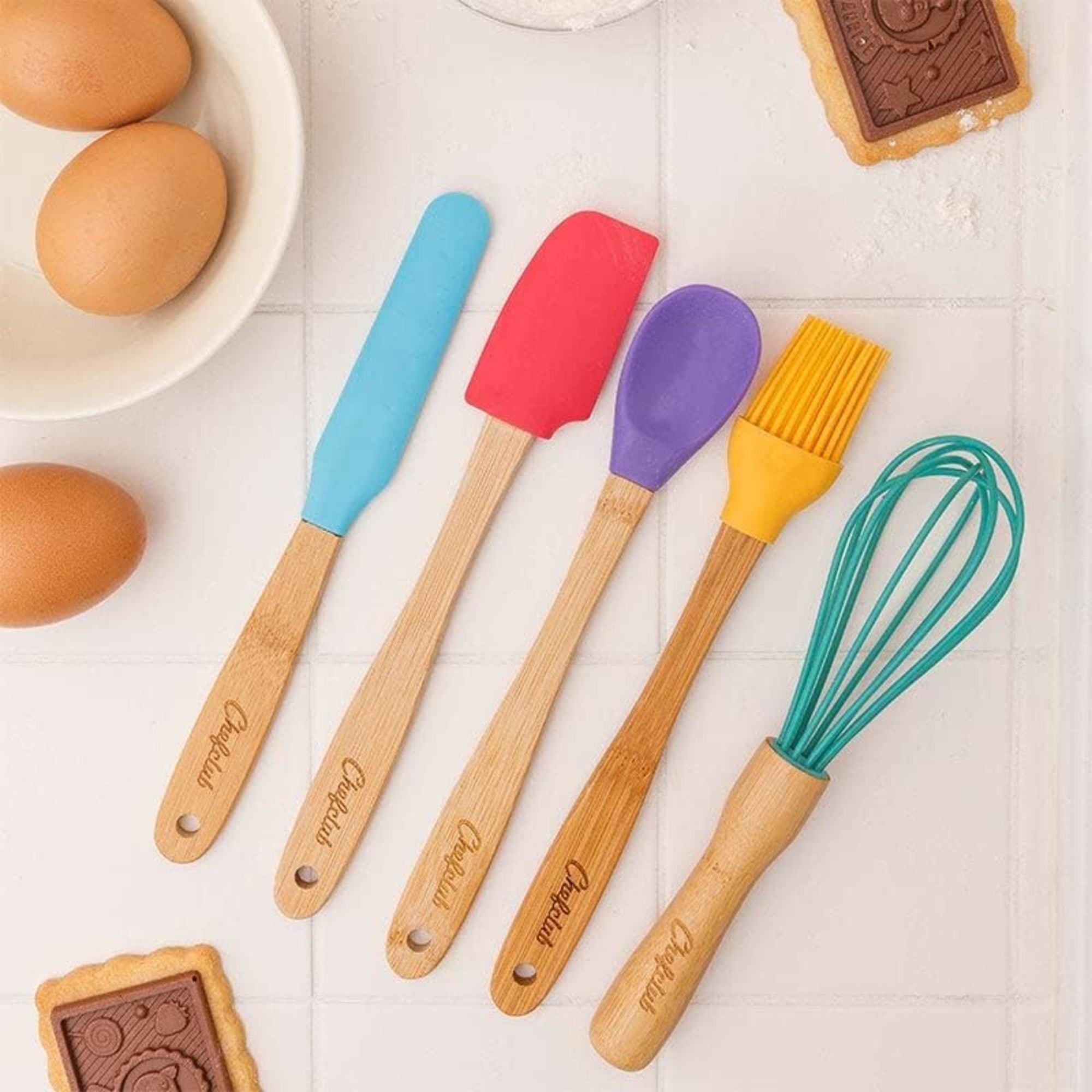 Kids Cooking 5-Piece Utensils Set Heat Resistant Non Stick Silicone for Kids and Beginner Cooking, Kitchen & Cookware... - Image 4