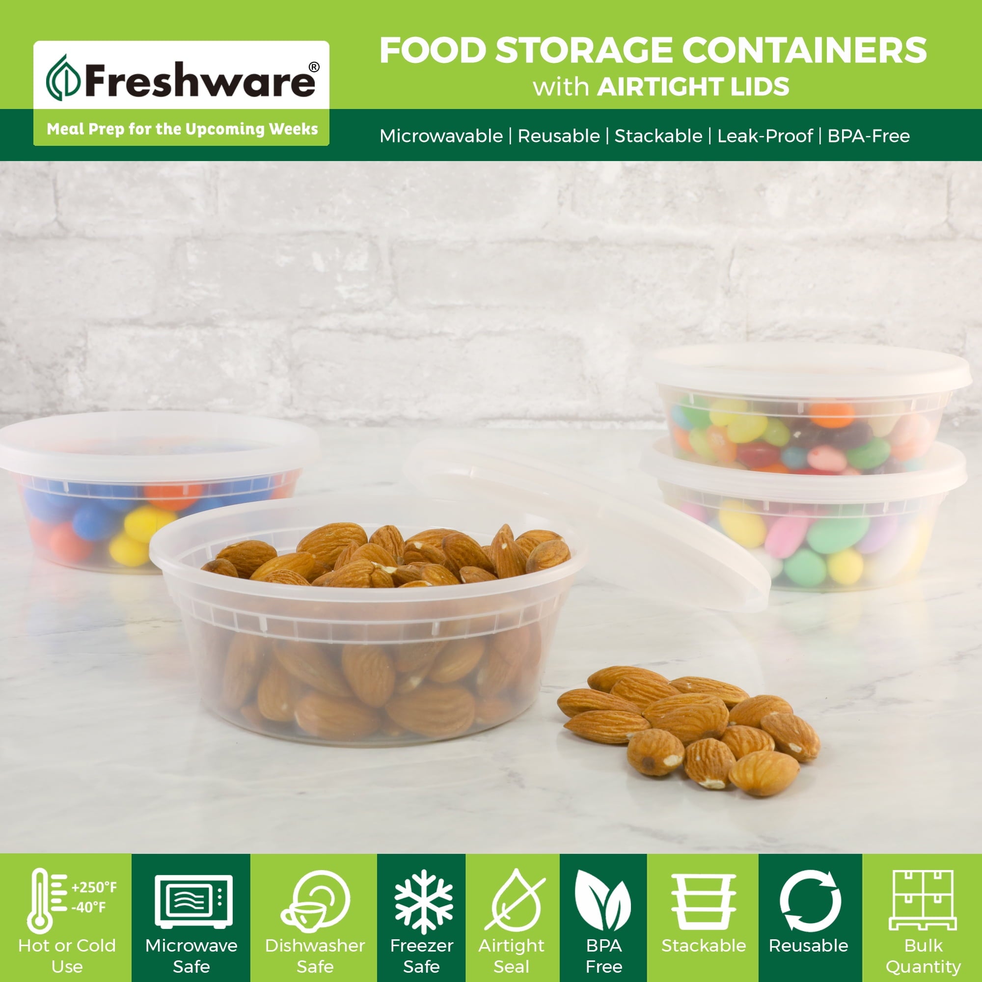 Plastic Containers with Lids, 8oz, 50-Pack - Image 2