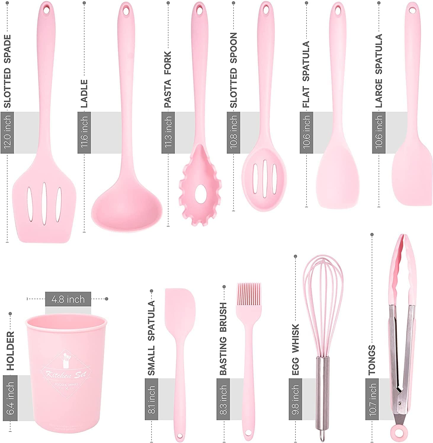 12 Pcs Silicone Kitchen Utensil Set, Kitchen Cooking Spatula Sets with Holder for Cookware Heat Resistant Spoons, Tur... - Image 3