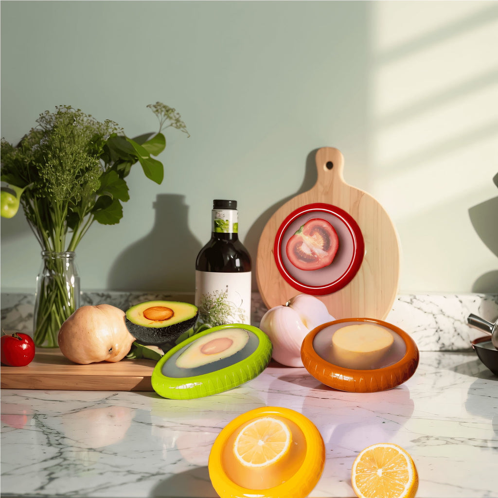4Pcs Reusable Silicone Fruit Storage Box Covers Onion Storage Avocado Saver Containers for Fridge, Vegetable Keepers Food Savers Kitchen Gad - Image 5