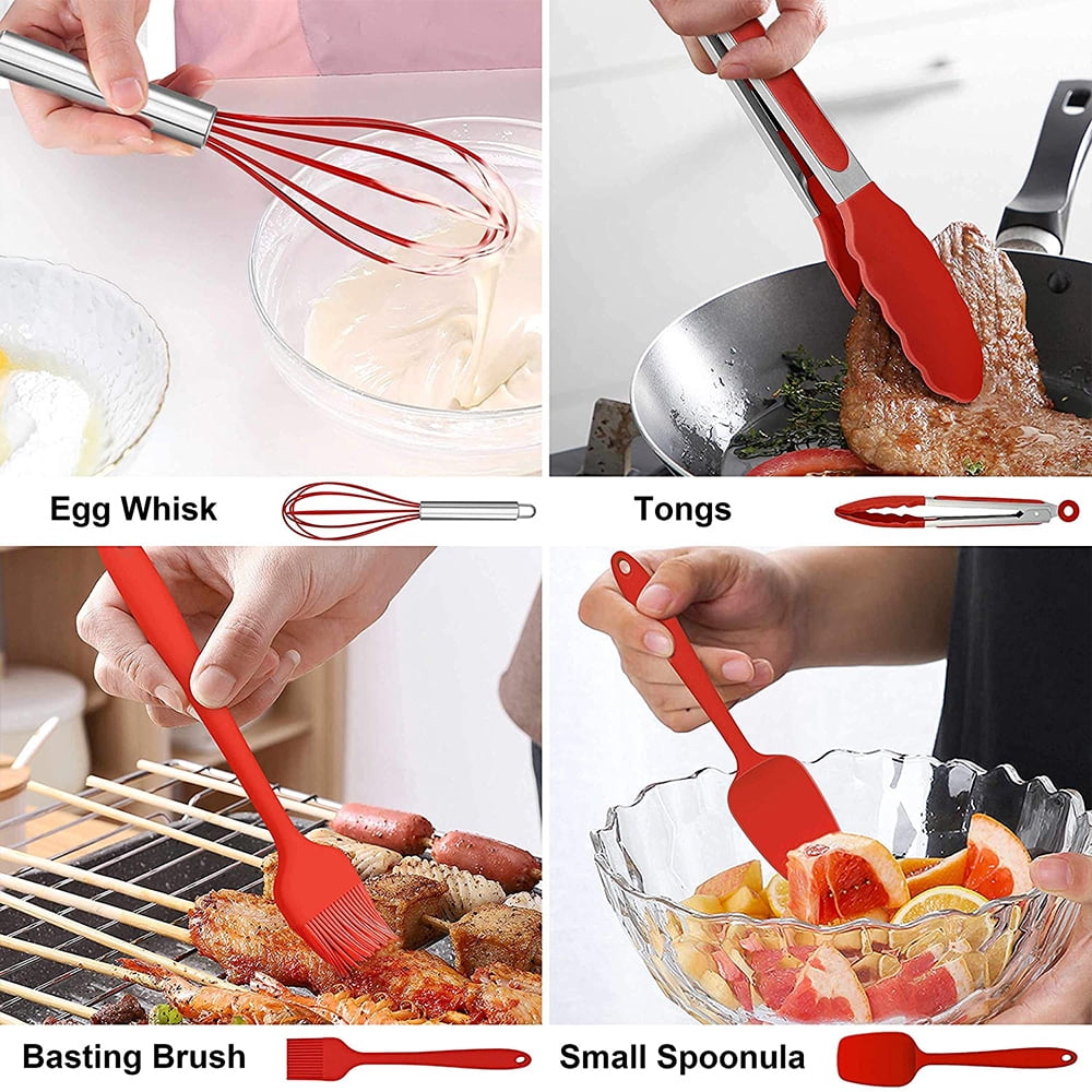 Walchoice 14 Pcs Cooking Utensils Set with Holder, Heat Resistant Silicone Kitchen Cookware Utensils Set, Kitchen Cooking Tools Includes Spa - Image 2