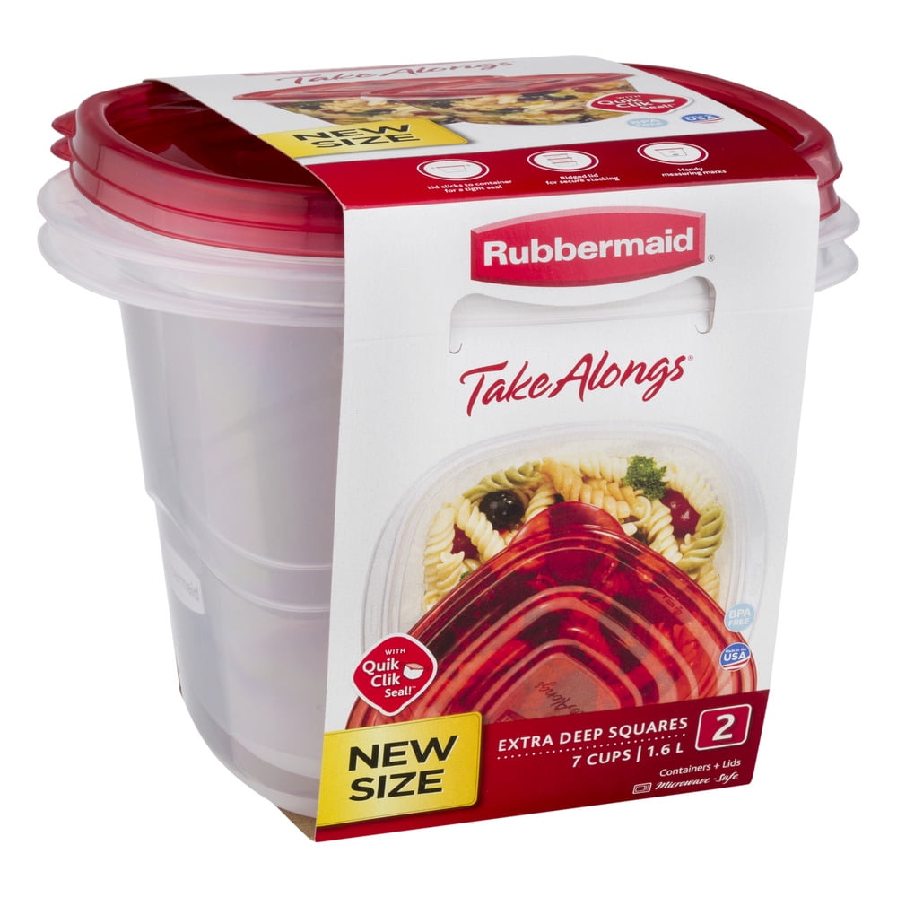 (2 pack) Rubbermaid TakeAlongs 7.0-Cup Extra Deep Square Food Storage Containers, Ruby Red, 2 pack - Image 3