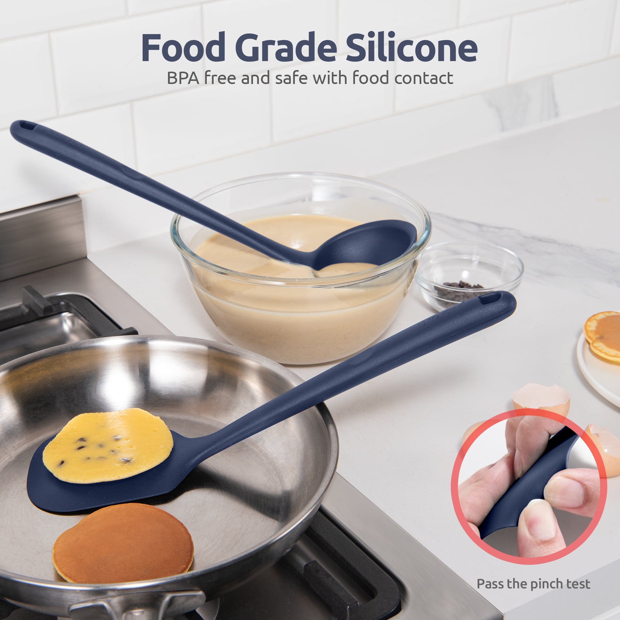 Silicone Kitchen Cooking Utensil Set: Heat Resistant 13.6in Long Kitchen Gadgets, Free Non Stick Rubber Cook Accessor... - Image 4