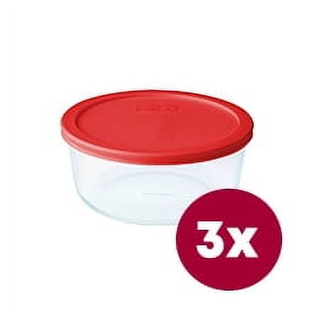 Pyrex Simply Store 2-Cup Glass Food Storage Container, Round, Set of 3 - Image 2