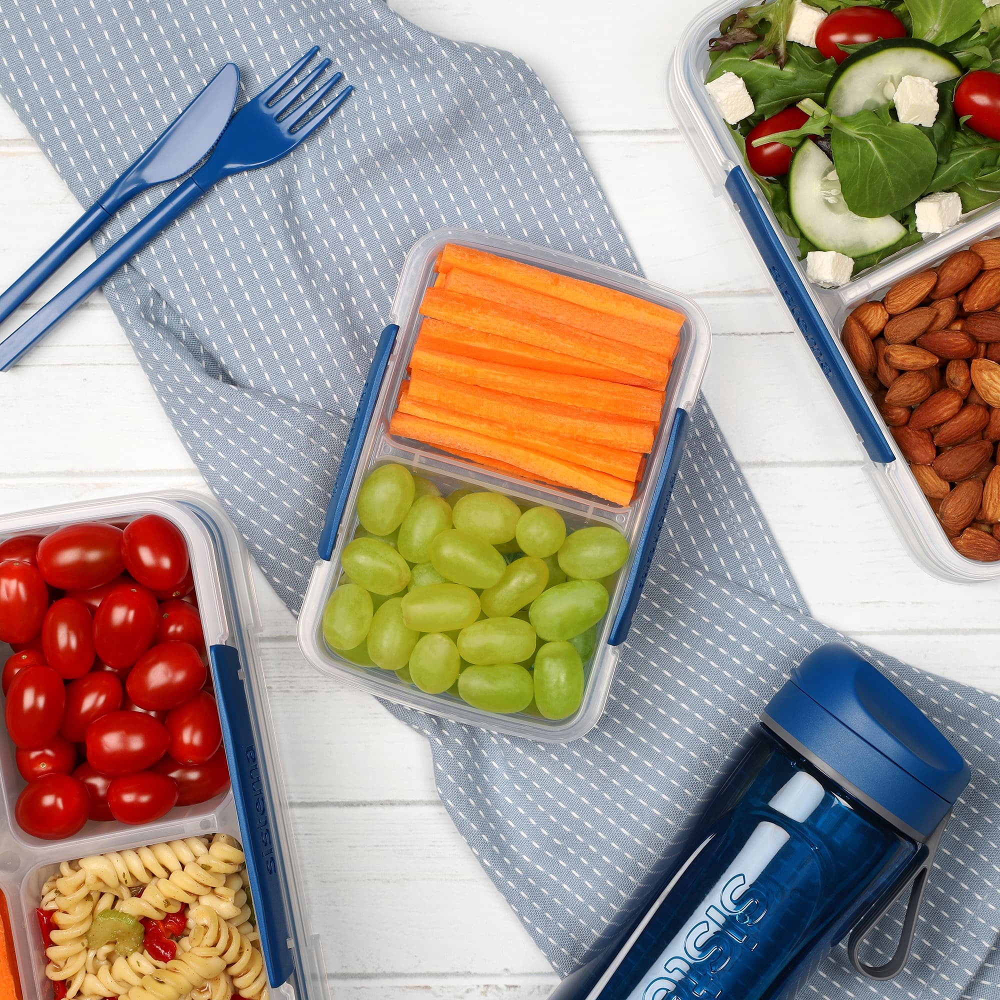 Sistema 1.4 Cup Small Split To Go Food Storage Container, Blue - Image 2