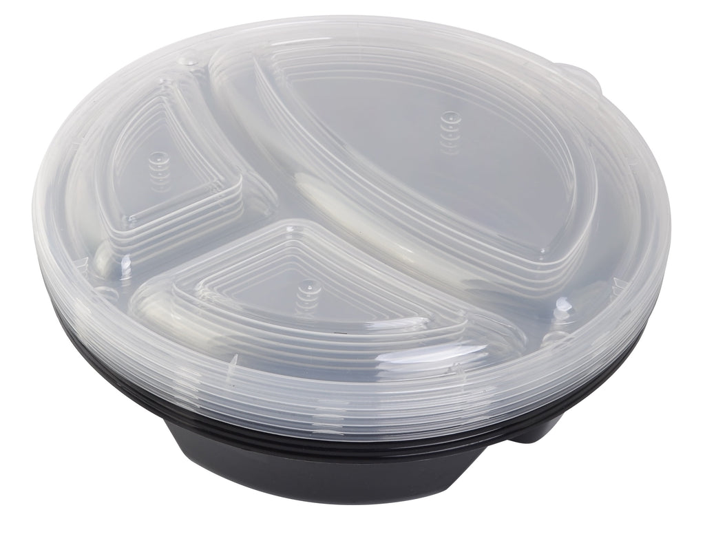 Mainstays 5-Pack Round Meal Prep Containers with 3 Compartments and Lids, 1L, BPA-Free, Microwave & Dishwasher Safe, Made for Family Meals a - Image 3