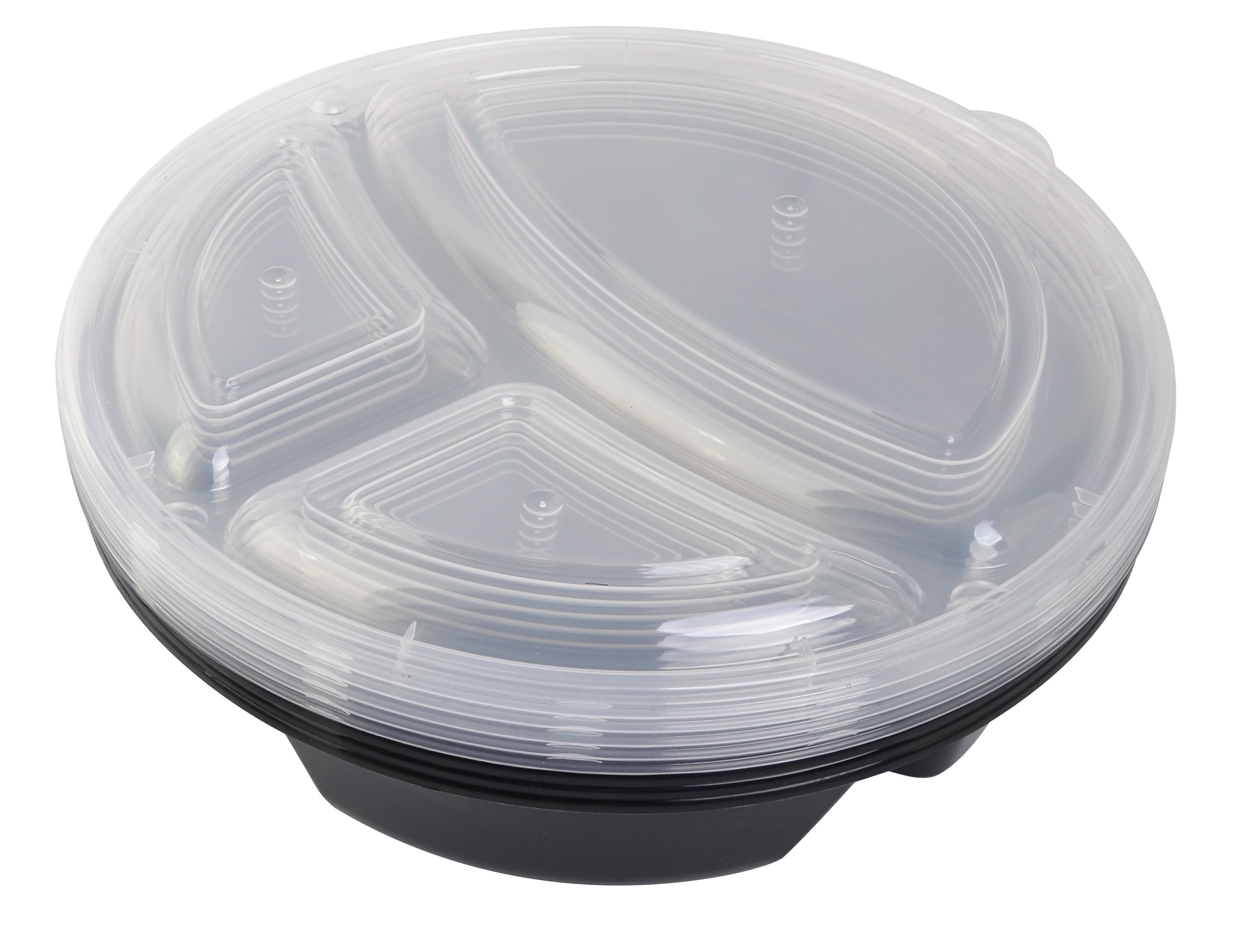 Mainstays 5-Pack Round Meal Prep Containers with 3 Compartments and Lids, 1L, BPA-Free, Microwave & Dishwasher Safe, Made for Family Meals a - Image 3