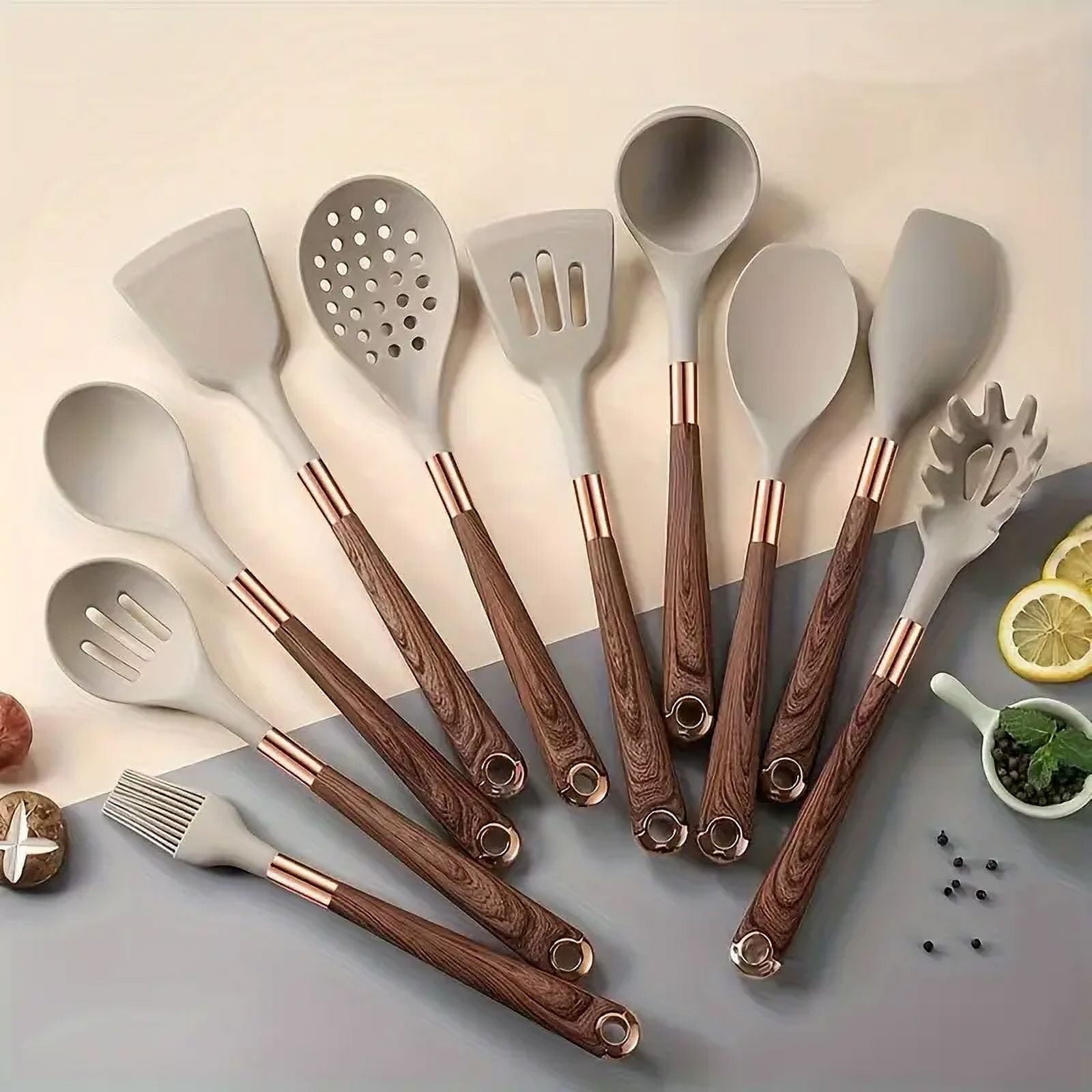 10-Piece Premium Non-Stick Silicone Kitchen Utensil Set - Tool & Gadget Sets for Effortless Cooking - Easy to Clean, Modern Cookware, Heat R