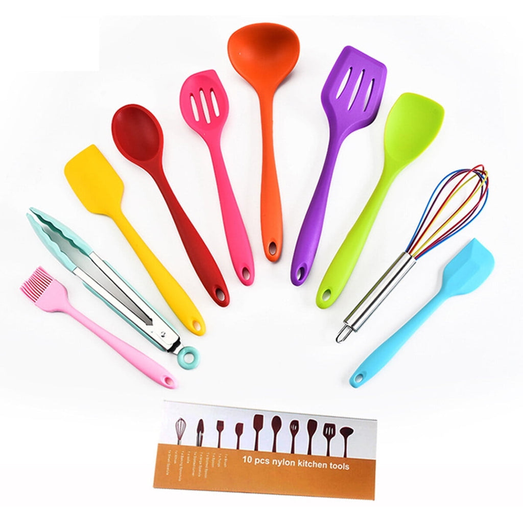 10 pcs Silicone Cooking Utensils Set - Heat Resistant Kitchen Utensils,Spoon,Kitchen Utensil Gadgets Tools Set for No...