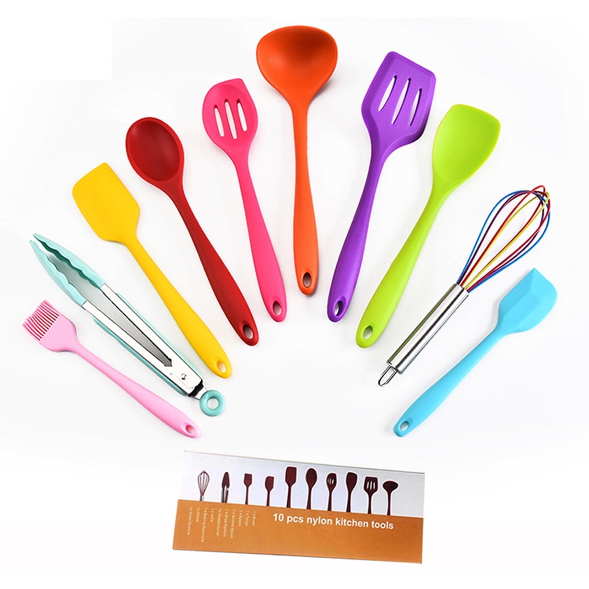 10 pcs Silicone Cooking Utensils Set - Heat Resistant Kitchen Utensils,Spoon,Kitchen Utensil Gadgets Tools Set for No...