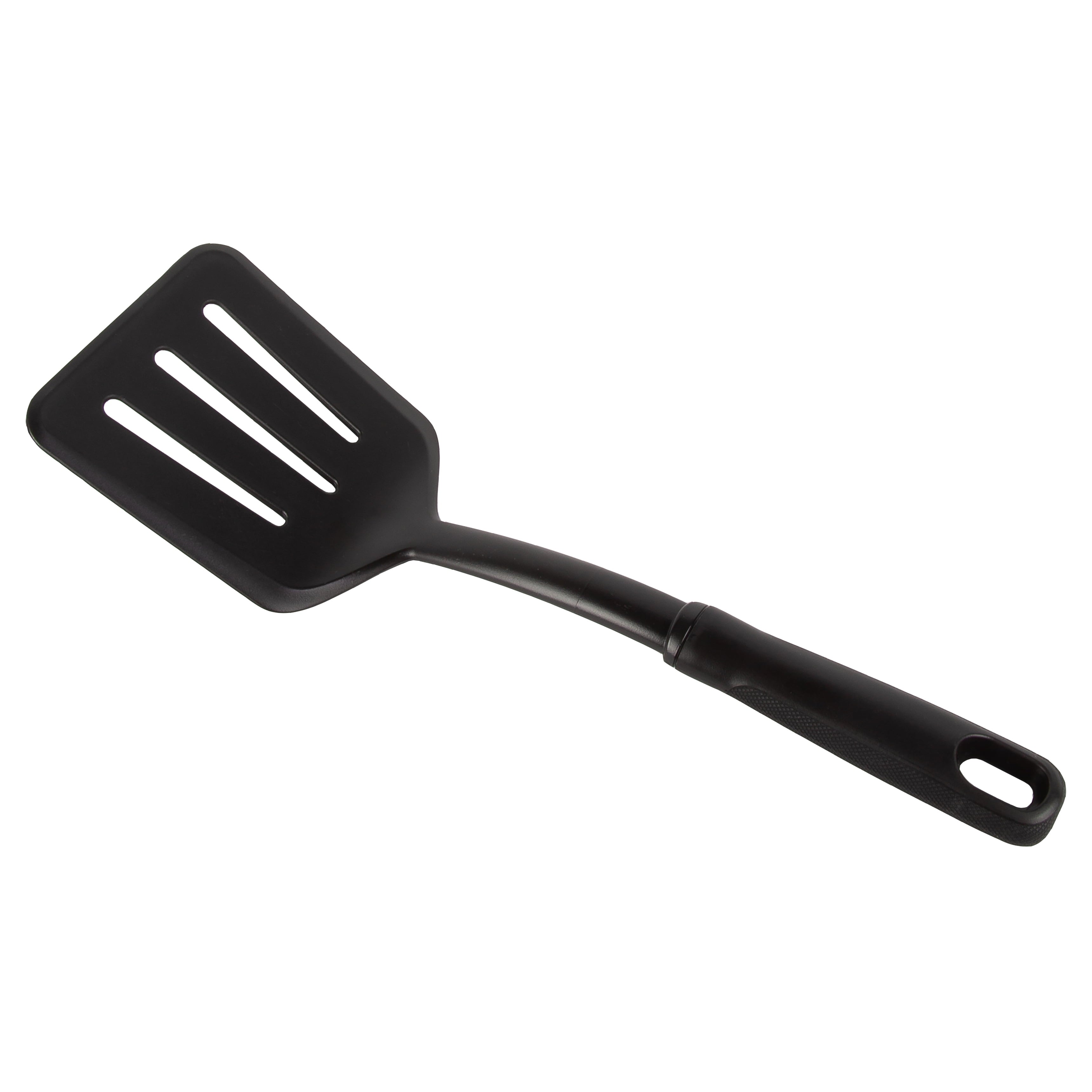 (8 pack) Nylon Slotted Kitchen Turner with Soft Grip Handle, Black - Image 4