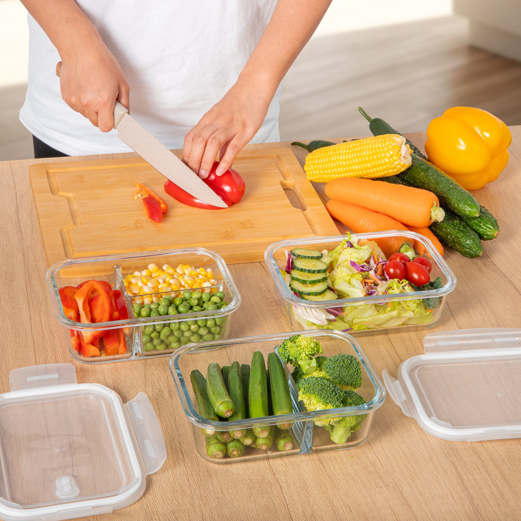 Glass Food Storage Container with Lids, 3 Pack 34 Oz Meal Prep Containers, 1 & 2 & 3 Compartment Lunch Container, Air... - Image 2