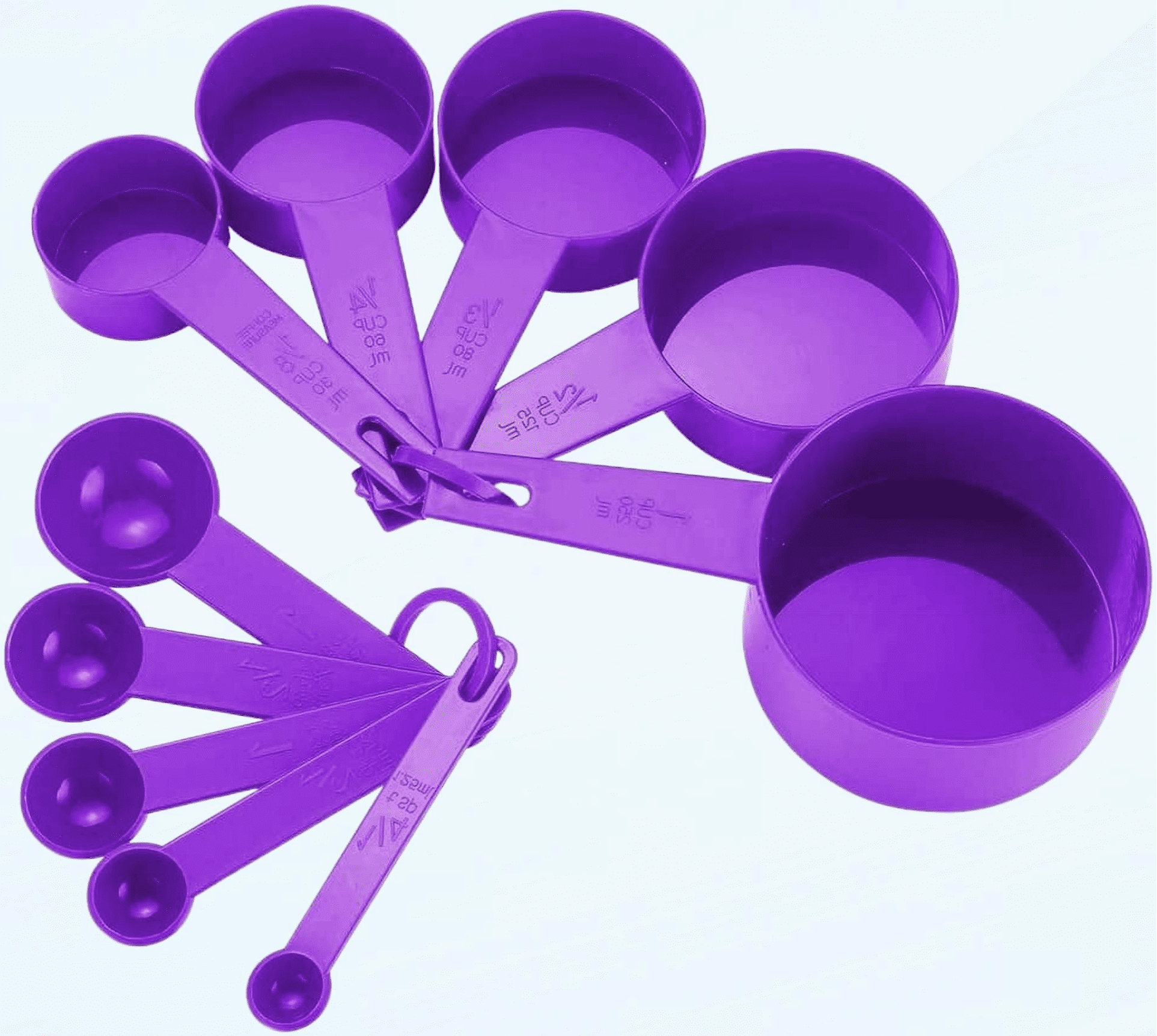 10pcs 7 Color Measuring Cups And Measuring Spoon Scoop Silicone Handle Kitchen Measuring Tool (Color : Purple)