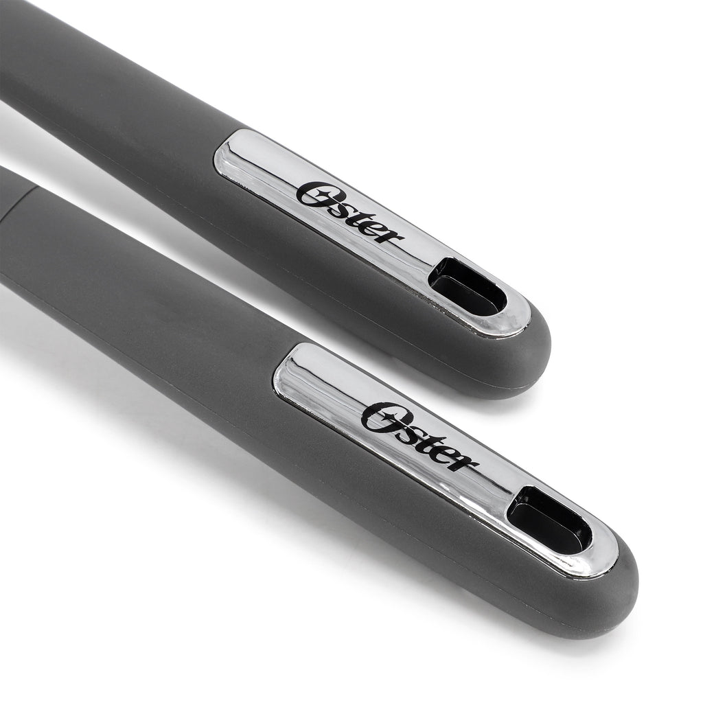 Oster Ridgecrest 2 Piece Silicone Kitchen Tool Serving Spoon and Turner Set in Gray - Image 4