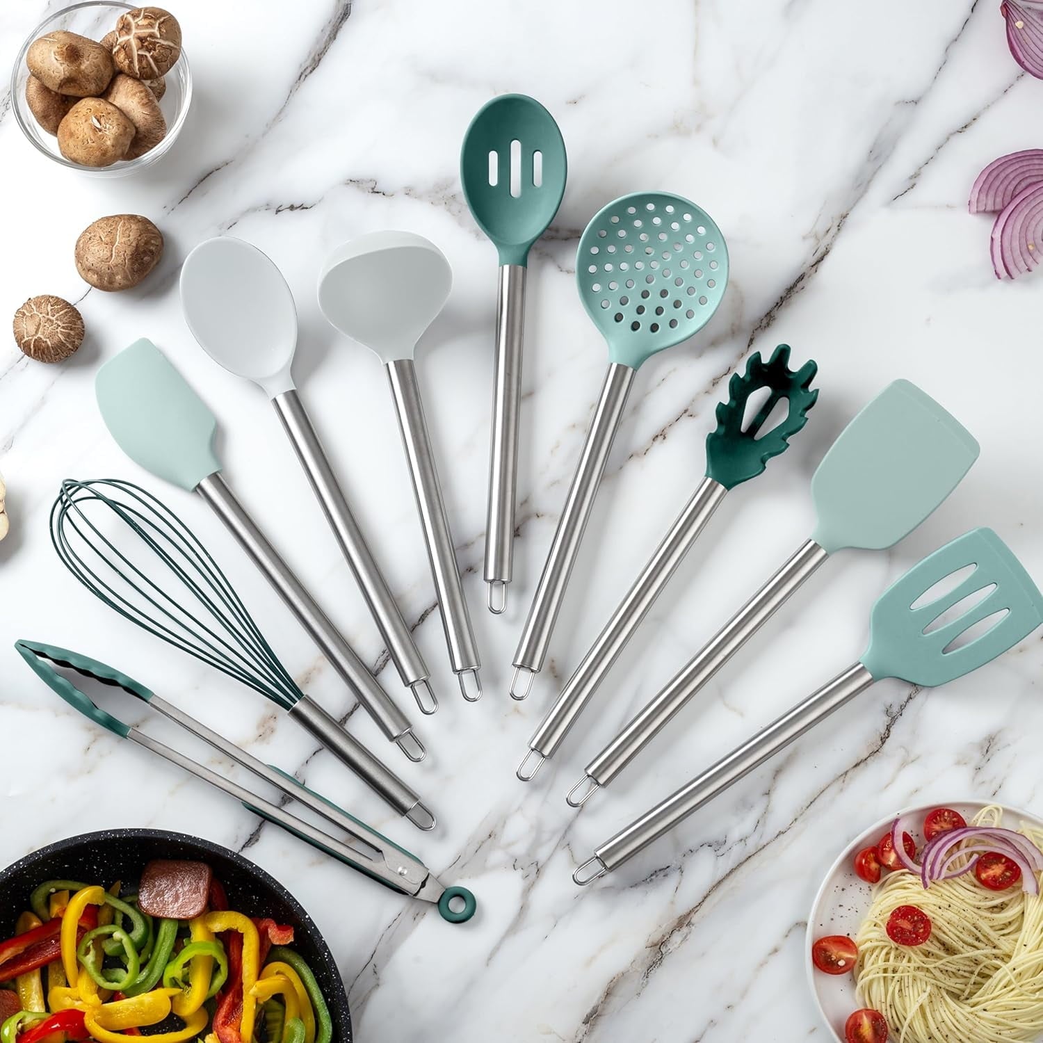 Silicone Cooking Utensils, Kitchen Utensil Set, Easy to Clean Silicone Kitchen Utensils, Cooking Utensils for Nonstic... - Image 3