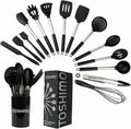 15 Silicone Kitchen Utensil Set with Holder | Non Slip Stainless Steel Cooking Tool |Spatulas, Spoon, Ladle, Pasta Se...