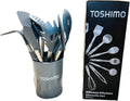 15 Silicone Kitchen Utensil Set with Holder | Non Slip Stainless Steel Cooking Tool |Spatulas, Spoon, Ladle, Pasta Se...