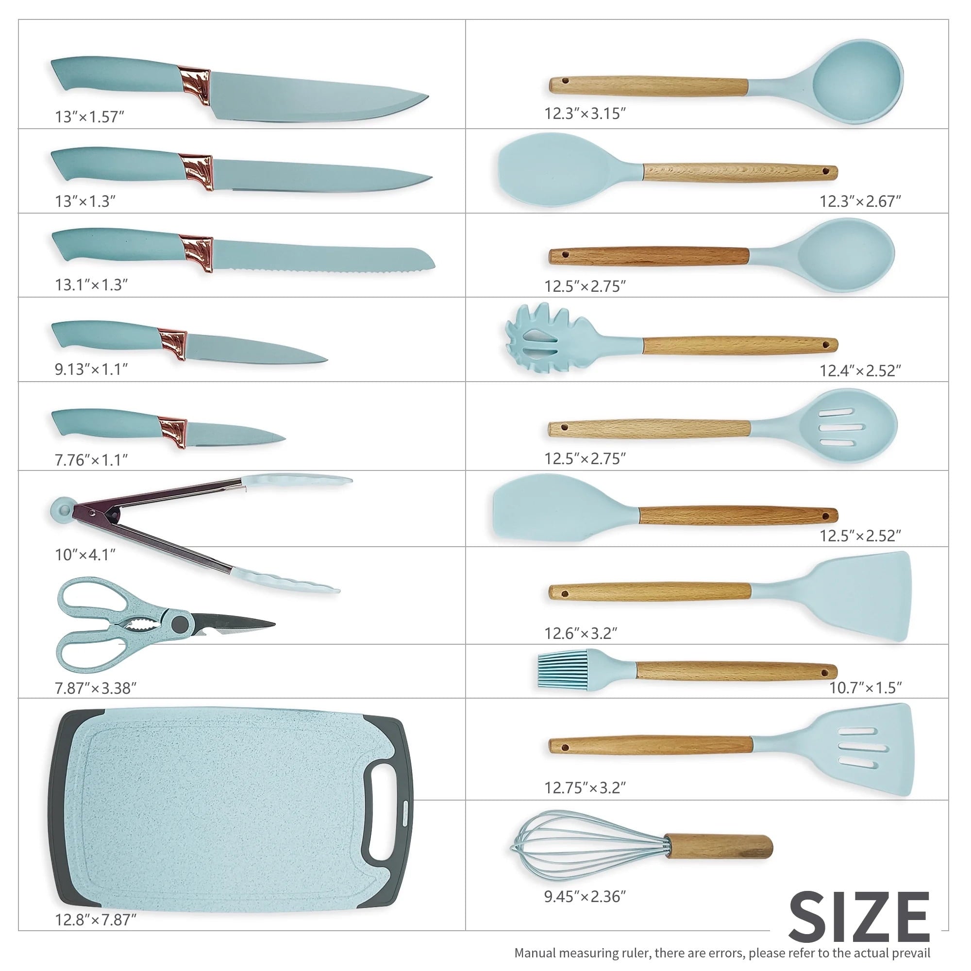 TEAFIRST Silicone Kitchen Cooking Utensils Set, 19 Pieces Utensil with Holder, Heat Resistant, Green - Image 3