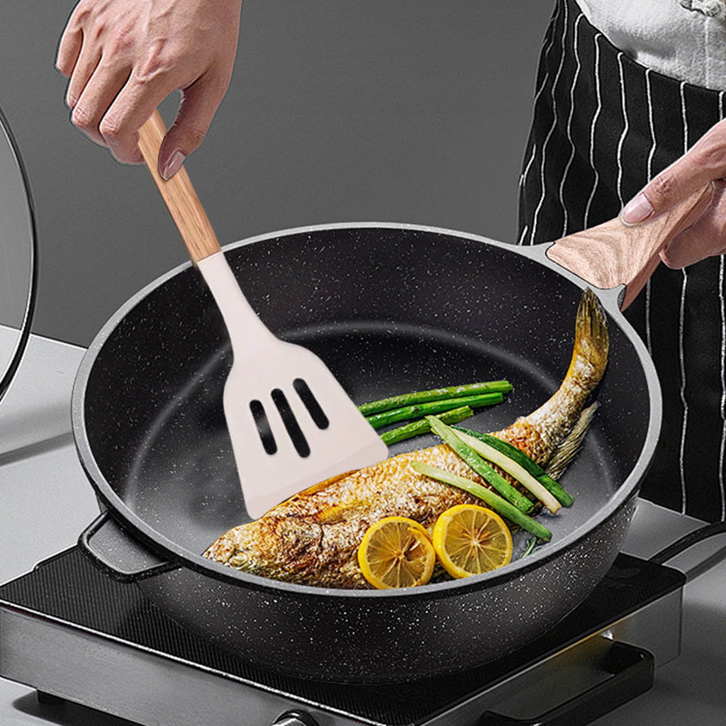 Silicone Spatula Spoon with Wooden Handle Non-Stick Heat Resistant Kitchen Utensil for Cooking Baking and Sauteing Essential Tool for Home C - Image 3