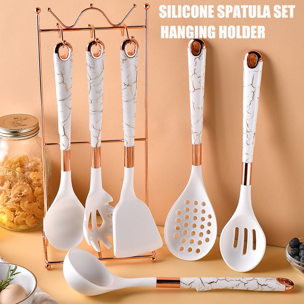 Silicone Kitchen Utensil Set, 7 Pieces Nonstick Cooking Utensil Set with Holder, Heat Resistant Cookware Silicone Spatulas Set, Kitchen Tool - Image 4