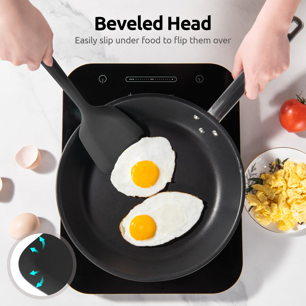 Silicone Turner: 13.6in Solid Kitchen Spatula Flipper, Free Flexible & Thin Rubber Seamless Cooking Utensil for Flipp... - Image 5