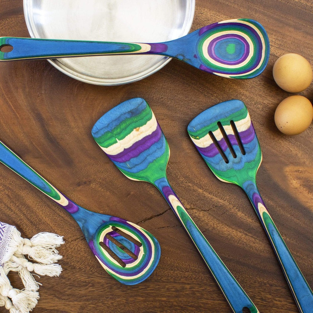 Baltique Mumbai Collection 4 Piece Wooden Cooking Utensil Set, Safe for Nonstick - Image 3