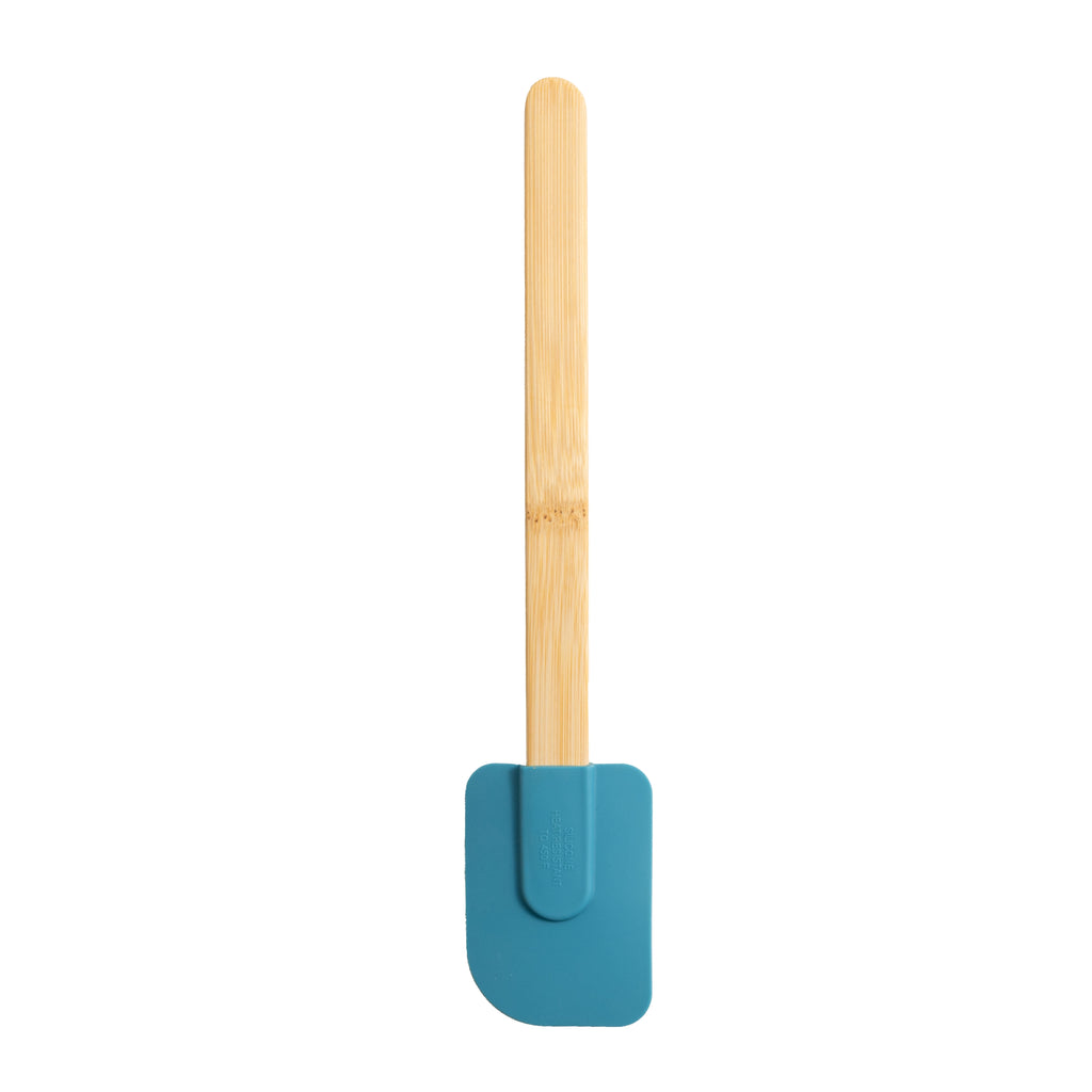 Silicone Spatulas Set 4 with Bamboo Handles, Blue - Image 6