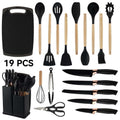 19pcs Set, Kitchen Set Set with 11 Pieces Spatula ,Heat Resistant Silicone 5 Piece Sharp Knife Set 1 Scissors and 1 U...