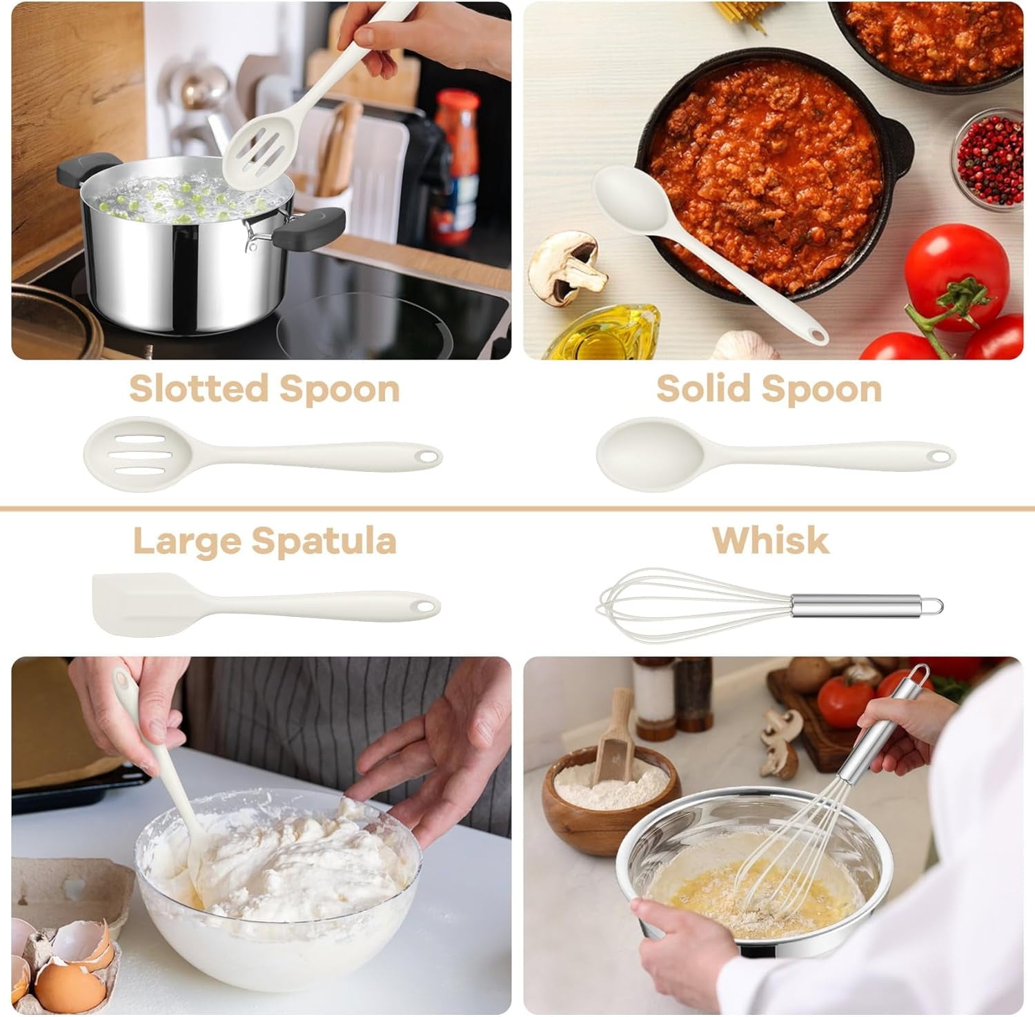 8 count Utensils - Kitchen Silicon Utensils Set, Turner, Spatula, Spoon, Whisk, Kitchen Gadgets Tools for Nonstick Co... - Image 5