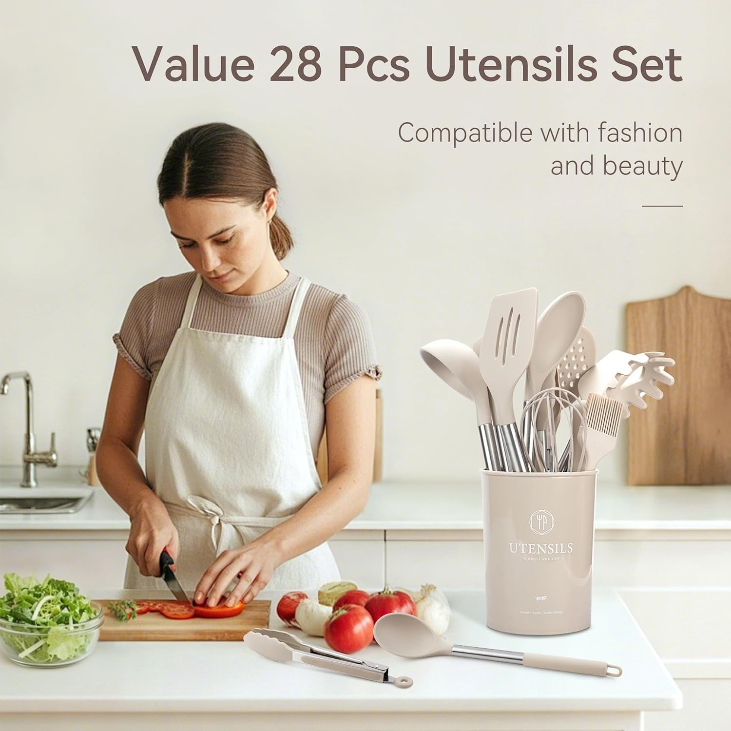 Silicone Cooking Utensils Set, 28 Pcs Kitchen Utensils Set for cooking, Heat Resistant Spatula Set, Food Grade Silico... - Image 2