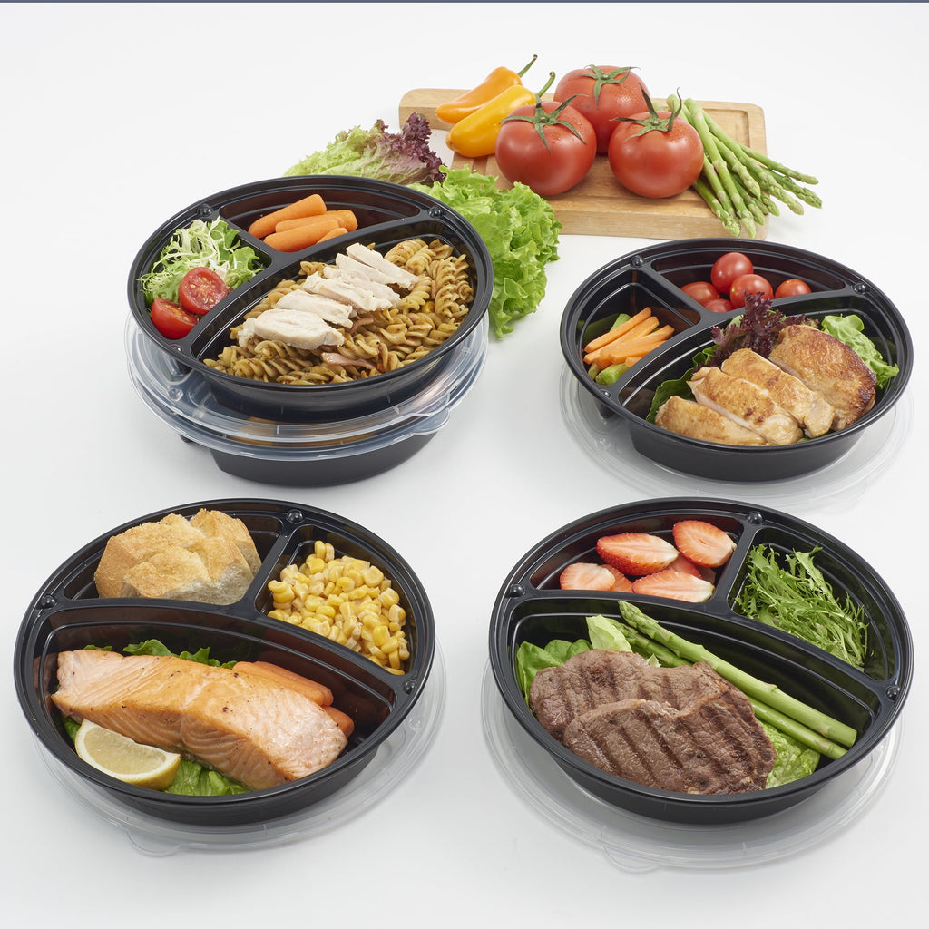 Mainstays 5-Pack Round Meal Prep Containers with 3 Compartments and Lids, 1L, BPA-Free, Microwave & Dishwasher Safe, Made for Family Meals a - Image 5