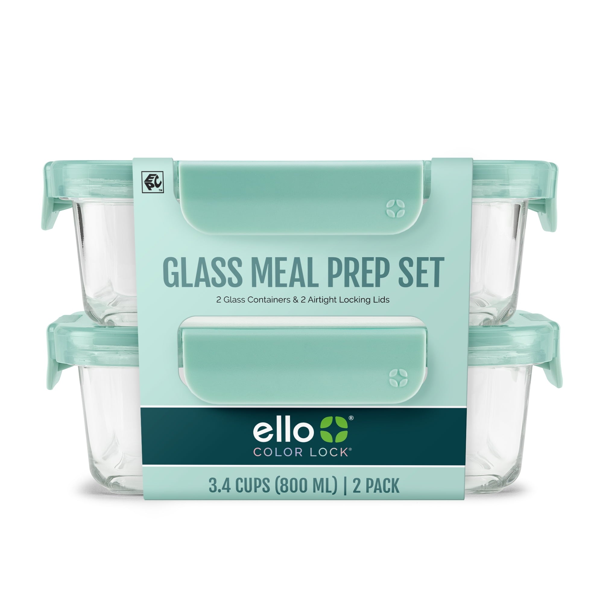 Color Lock 3.4 Cup 2 Pack Glass Meal Prep Containers with Locking Lids - Image 3