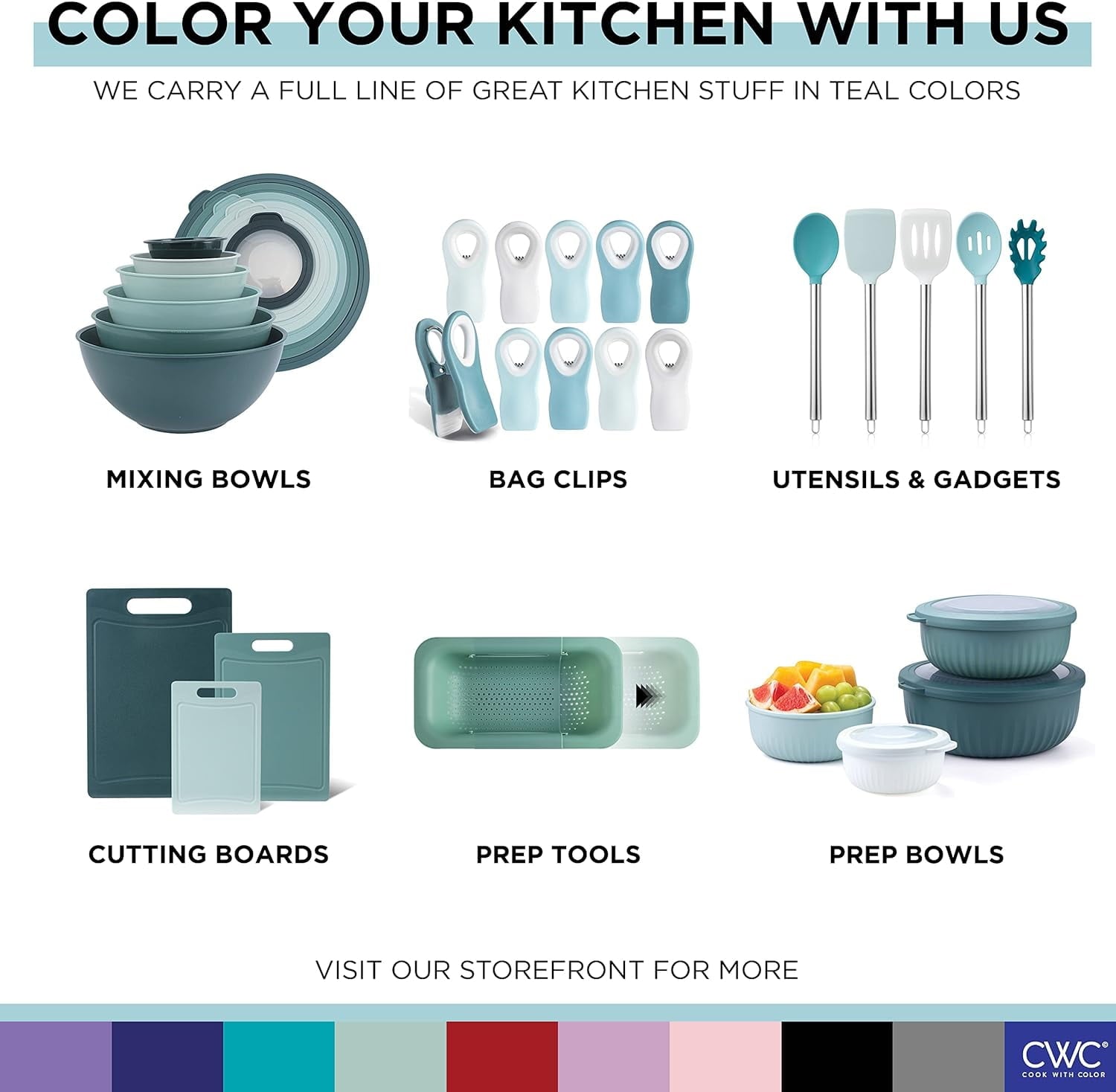10-Pc ing Utensils Set Kitchen Gadgets & Essentials, Teal - Image 2
