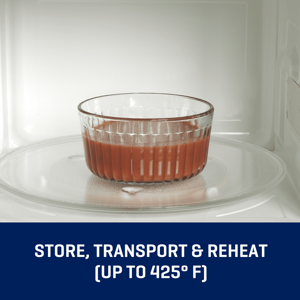 Glass Food Storage Container with Lids, 4 Cup Round, Set of 2 - Image 5