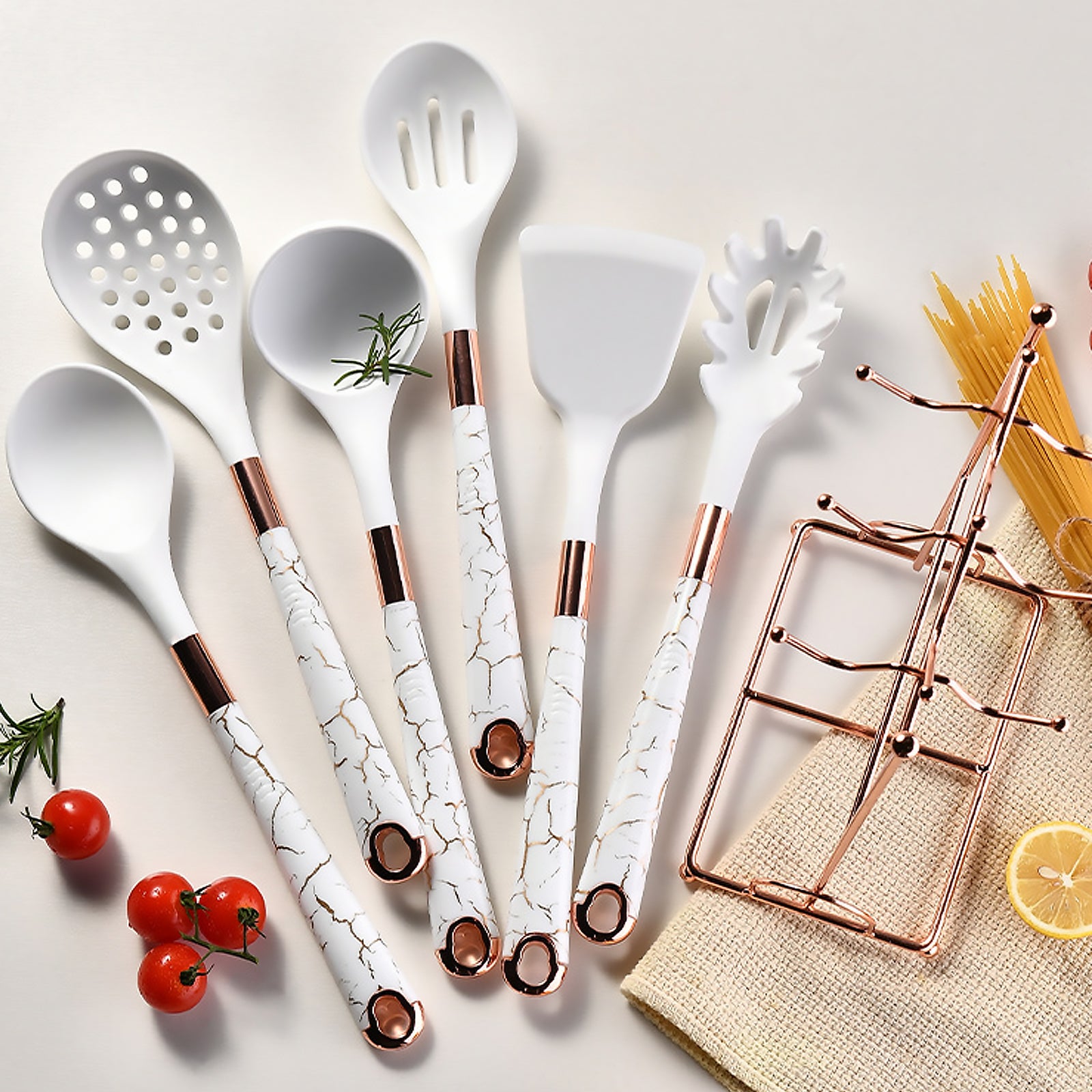 Silicone Kitchen Utensil Set, 7 Pieces Nonstick Cooking Utensil Set with Holder, Heat Resistant Cookware Silicone Spatulas Set, Kitchen Tool - Image 5