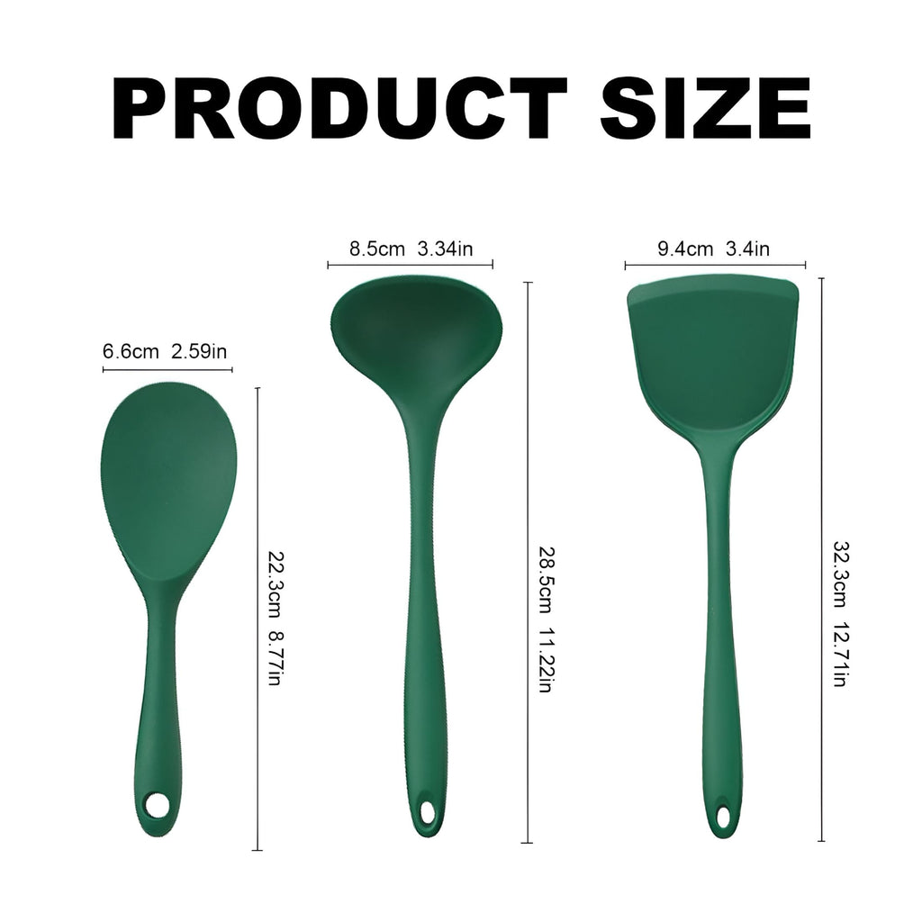 ACDANC 5Pcs Cooking Utensils Set Nonstick Silicone Cookware Set Heat Spatula Utensils Set Reusable Kitchen Gadgets Tools Set Dishwasher,Gree - Image 4