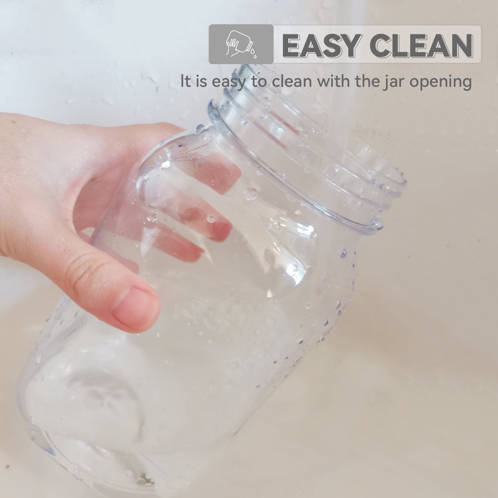 32oz Plastic Jars with Lids 6 Pack Clear Containers Airtight Food Storage Containers for Kitchen & Household,Silver - Image 6