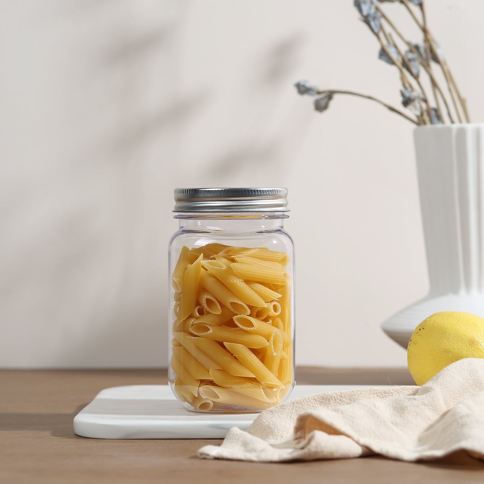 Novelinks 16 Ounce Plastic Jars with Lids Food Storage Containers 20 Pack Airtight Containers Clear Plastic Containers for Food - BPA Free,S - Image 4