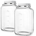 2 Pack 1.5 gal Syntic Glass Food Storage Containers with Lids and Handle, Gallon Jars for Pantry 192 oz Clear