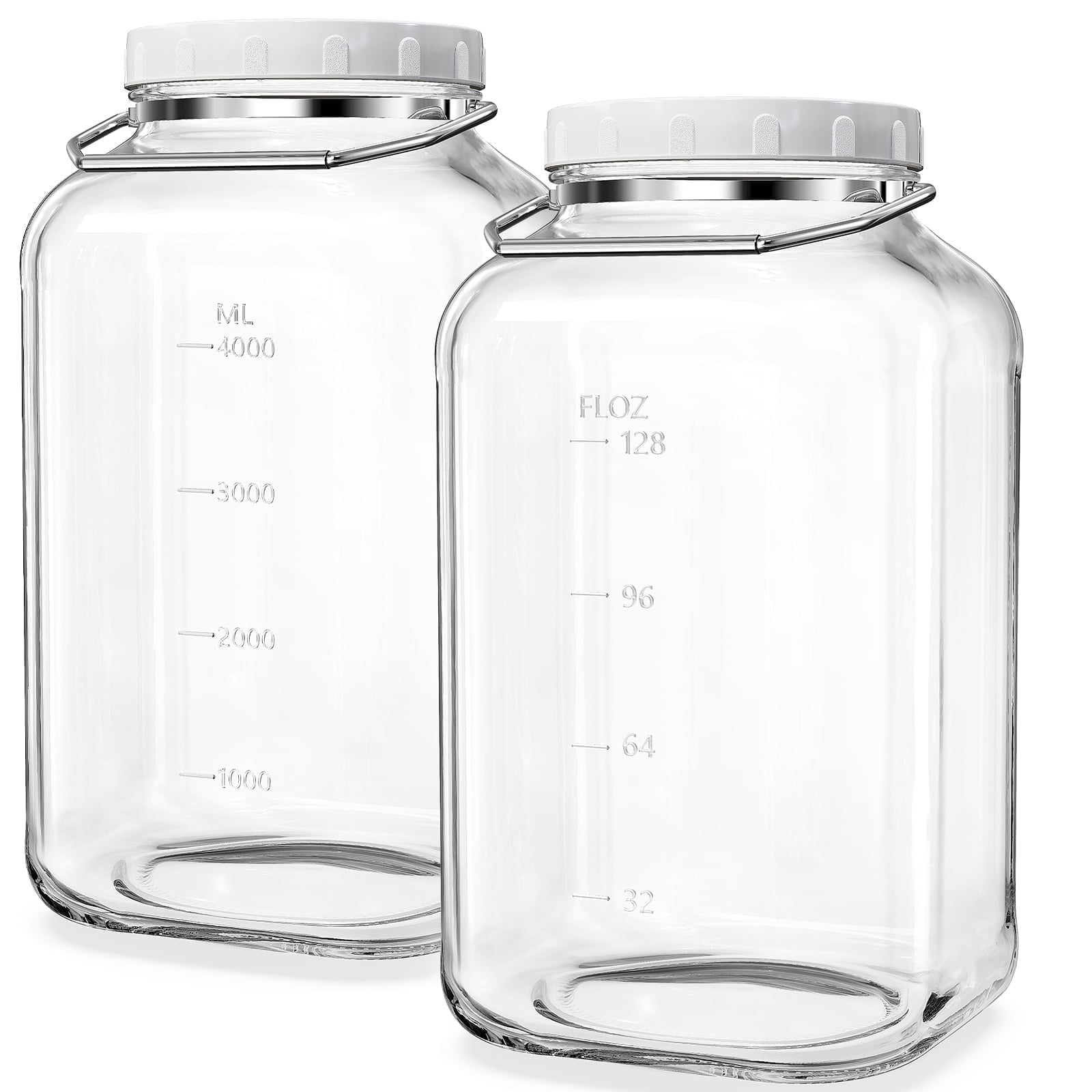 2 Pack 1.5 gal Syntic Glass Food Storage Containers with Lids and Handle, Gallon Jars for Pantry 192 oz Clear