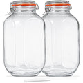2 Pack 1 Gallon Glass Storage Jars with Airtight Lids,Square Glass Storage Jars for Fermenting, Clear Glass Canister ...