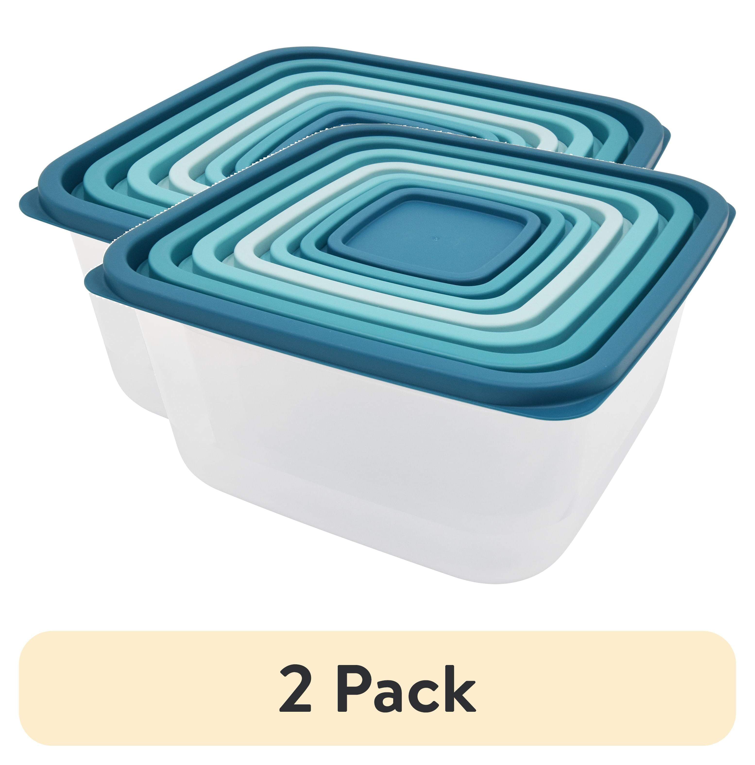 (2 pack) 14 Piece Teal Plastic Food Storage Set, Teal Ombre, Ideal Use for Meal Prep and Batch Cooking