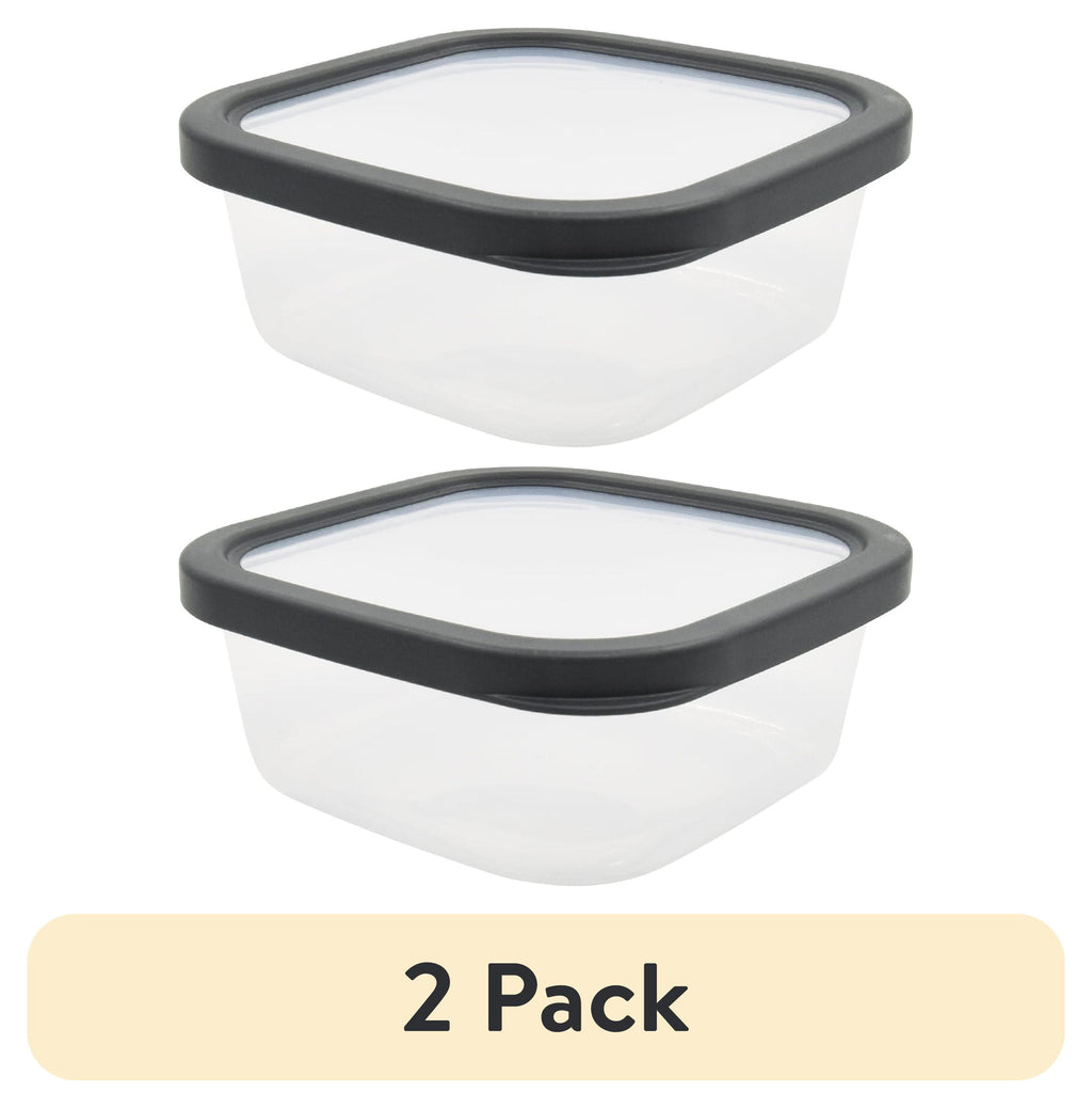 (2 pack) Mainstays Durable Food Storage Container Gray Plastic 4.96 Cup (2 Count)