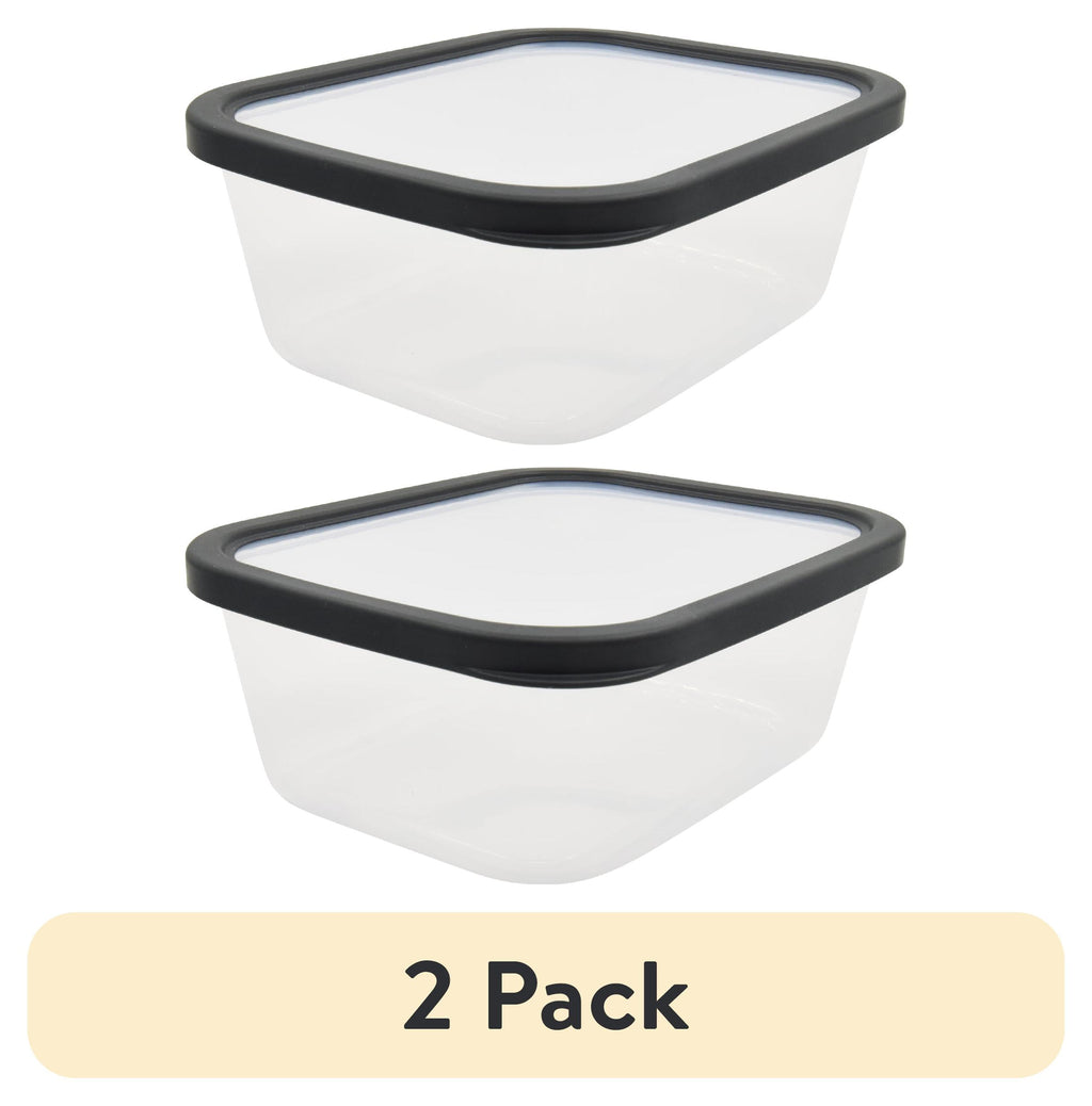 (2 pack) Plastic Durable Food Storage Container , 11.9 Cup, Gray, 2 Pieces