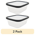 (2 pack) Plastic Durable Food Storage Container , 11.9 Cup, Gray, 2 Pieces