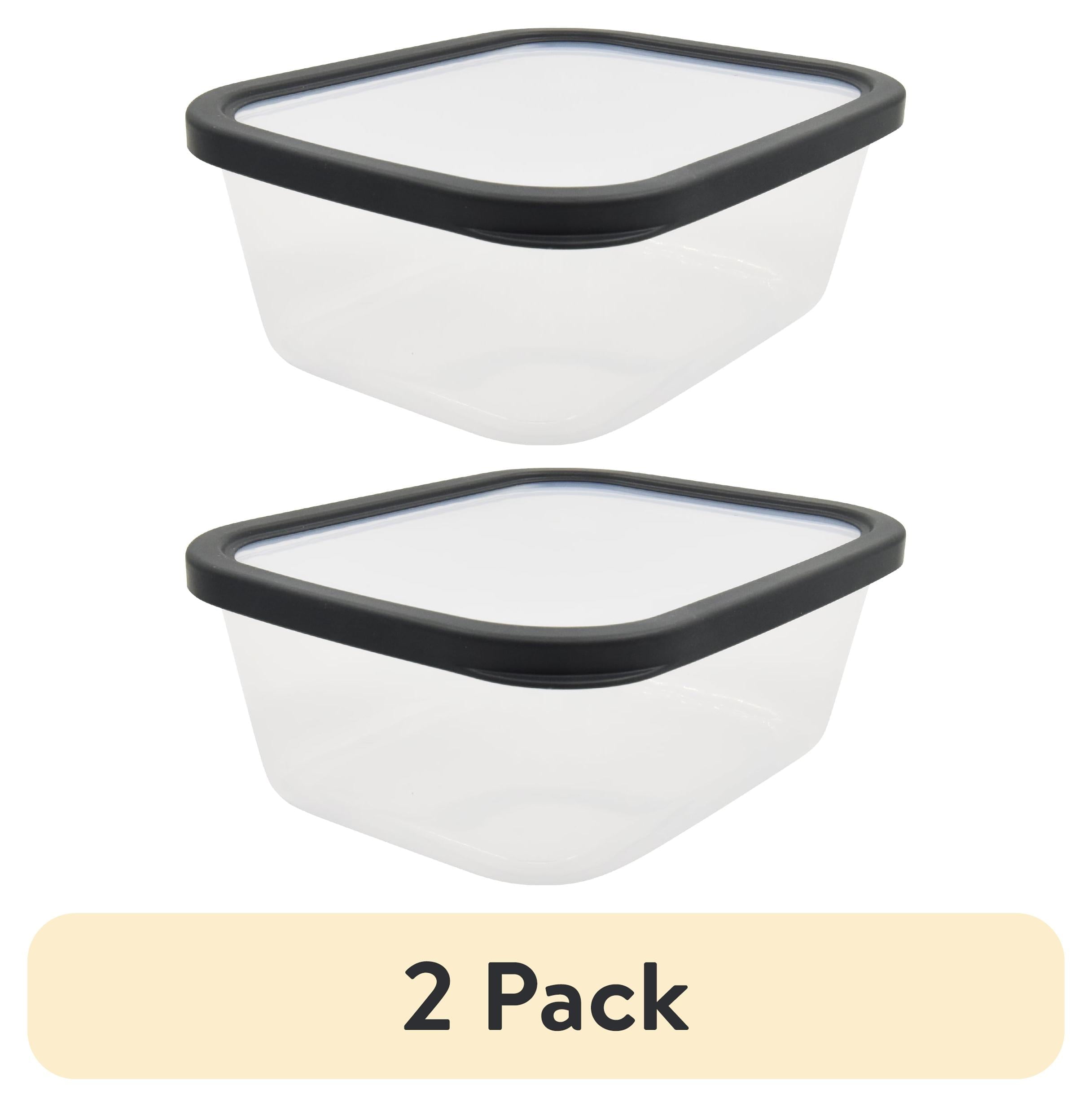 (2 pack) Plastic Durable Food Storage Container , 11.9 Cup, Gray, 2 Pieces