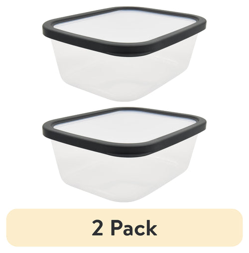 (2 pack) Plastic Durable Food Storage Container , 11.9 Cup, Gray, 2 Pieces